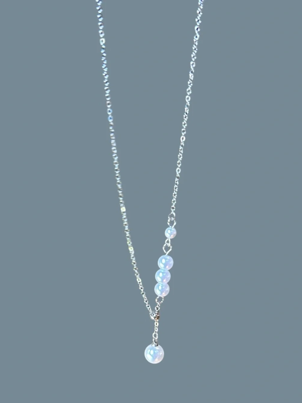 New Adjustable .925 Pearl Drop Necklace, Stamped